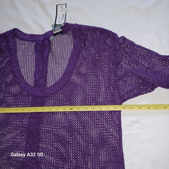 Bisou Bisou New Women XL Purple Mesh Women's Sweater - Picture 8 of 13